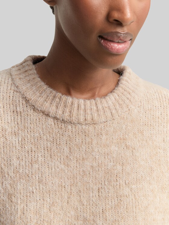 Oversized knitted jumper - cosy beige melange