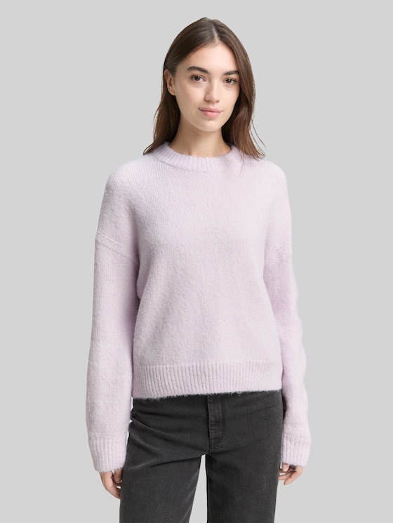 Oversized knitted jumper - lilac fog melange