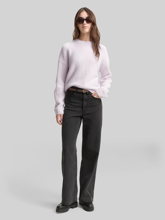 Oversized knitted jumper - lilac fog melange