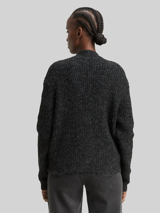 Cardigan with zip - Shale Grey Melange