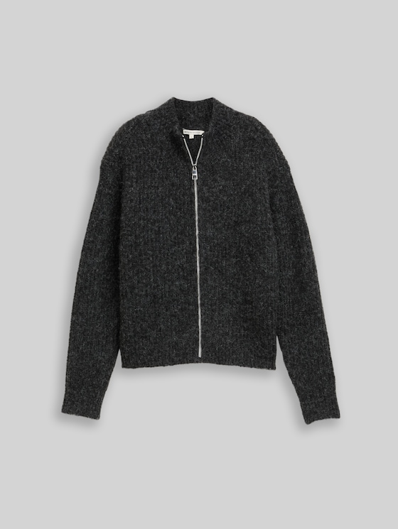 Cardigan with zip - Shale Grey Melange