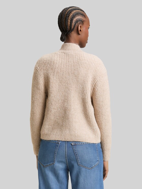 Cardigan with zip - cosy beige melange