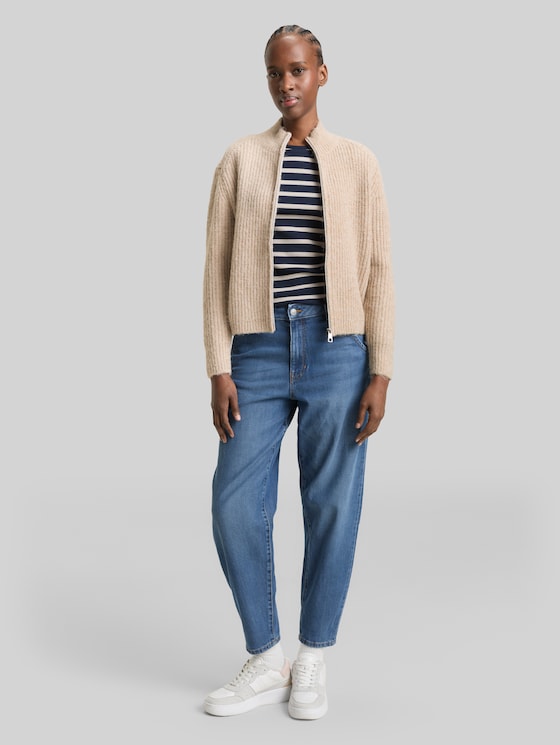 Cardigan with zip - cosy beige melange