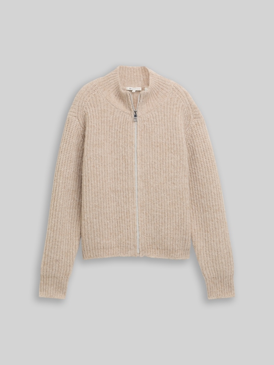Cardigan with zip - cosy beige melange
