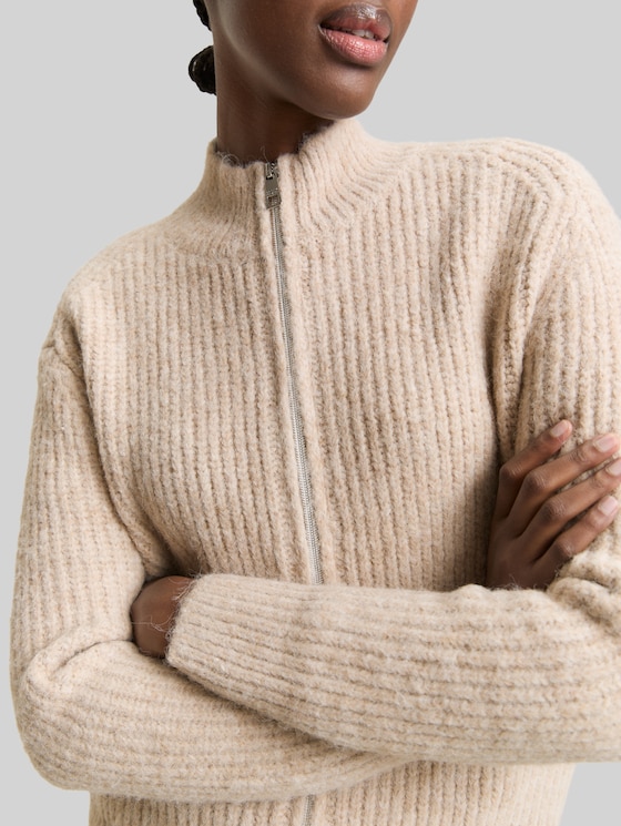 Cardigan with zip - cosy beige melange