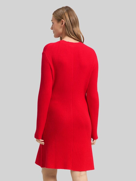 Fitted mini dress in ribbed knit - brilliant red