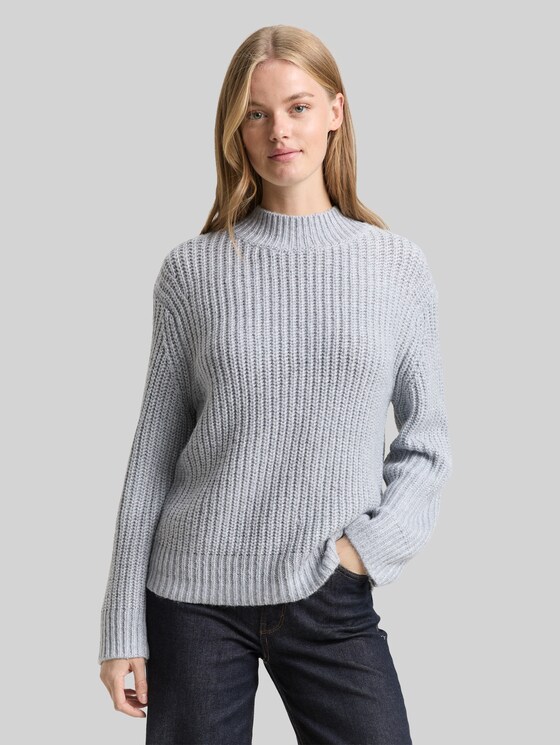 Relaxed fit knitted jumper with glitter effect - Cement Grey Mélange