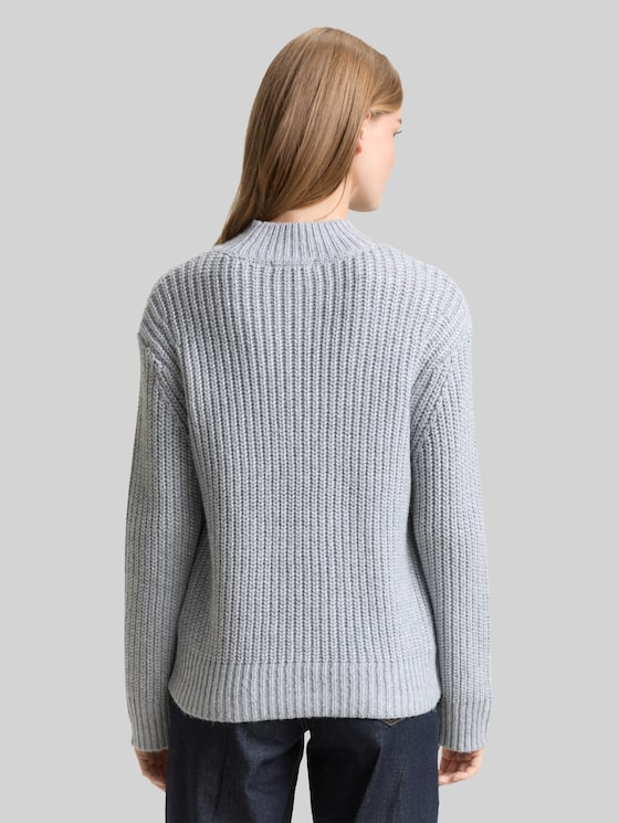 Relaxed fit knitted jumper with glitter effect - Cement Grey Mélange