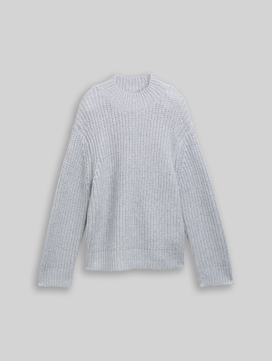 Relaxed fit knitted jumper with glitter effect - Cement Grey Mélange