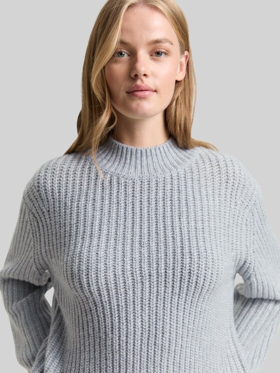 Relaxed fit knitted jumper with glitter effect - Cement Grey Mélange