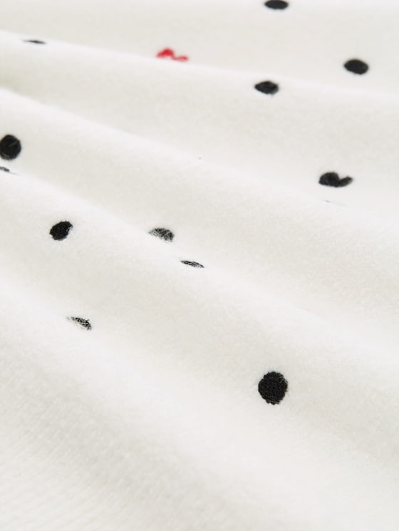 Relaxed fit knitted jumper with embroidery - white black dots and hearts