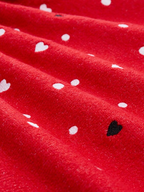 Relaxed fit knitted jumper with embroidery - red with hearts