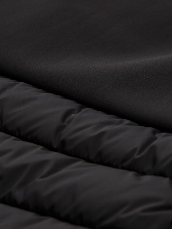 Softshell hybrid quilted coat with hood - deep black