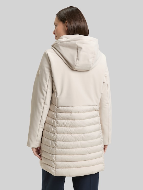 Softshell hybrid quilted coat with hood - sand stone beige