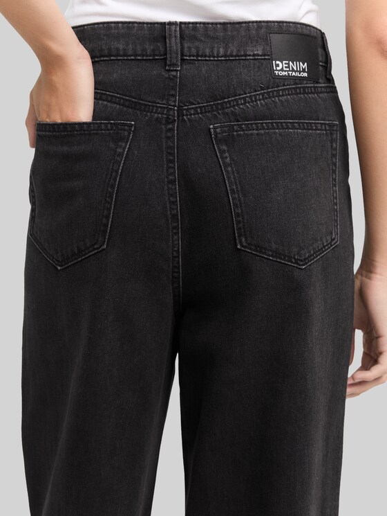 TTLINOU WIDE Jeans with rhinestones - black stone wash denim