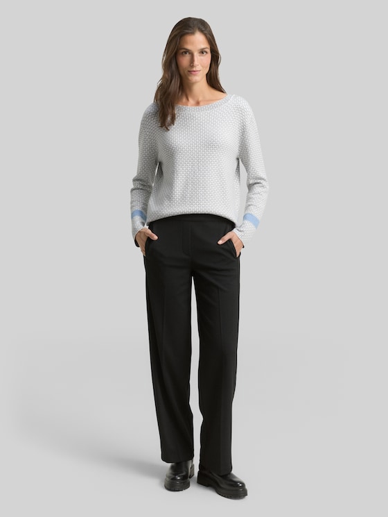 Loose fit jacquard knit jumper - mini argyle on grey melange