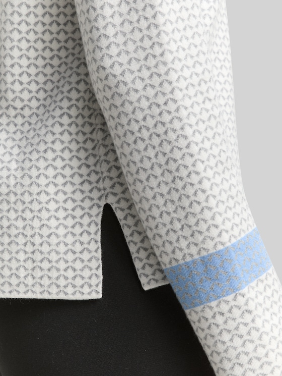 Loose fit jacquard knit jumper - mini argyle on grey melange