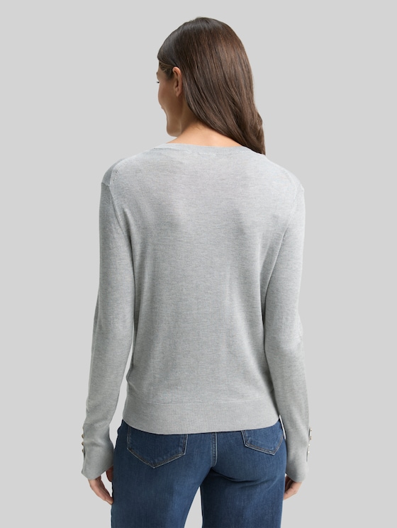 Knitted jumper with button detailing - medium silver grey melange