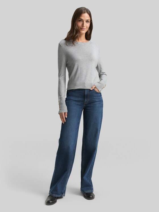 Knitted jumper with button detailing - medium silver grey melange