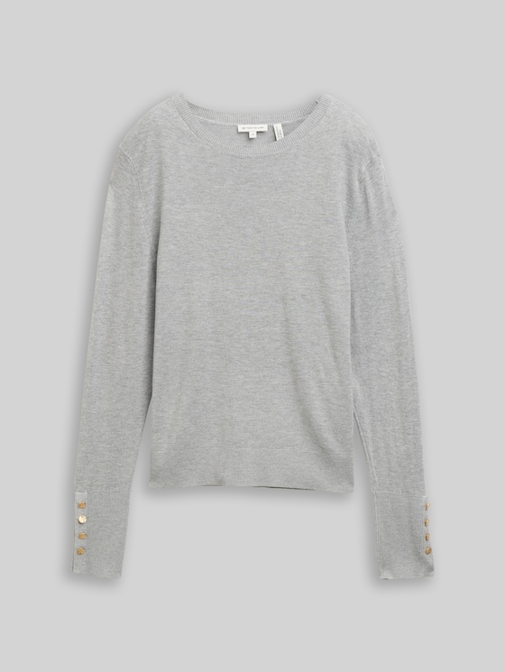 Knitted jumper with button detailing - medium silver grey melange