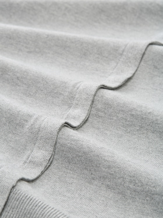 Cardigan with concealed button placket - medium silver grey melange