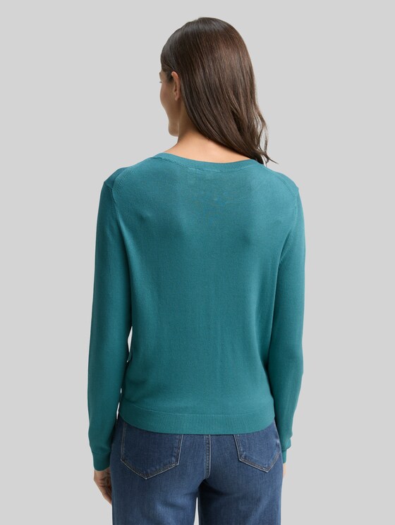 Cardigan with concealed button placket - tropical teal
