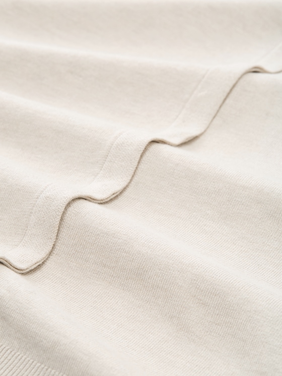 Cardigan with concealed button placket - sand stone beige melange