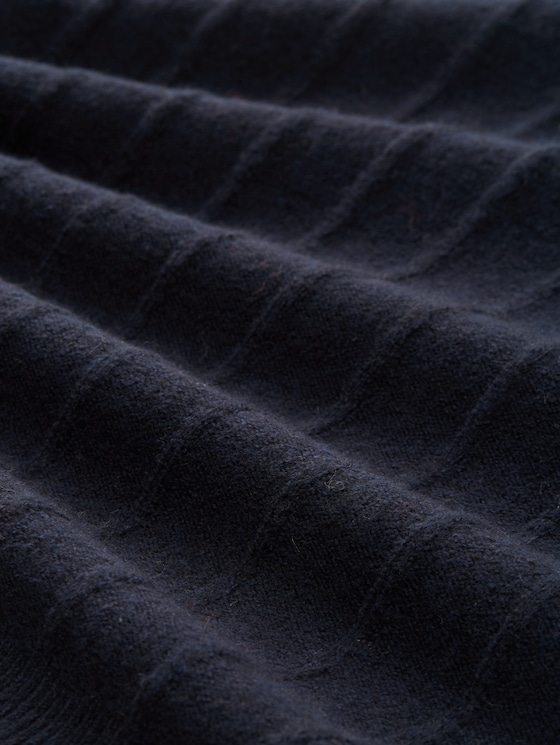 Rib knit jumper with wool content - sky captain blue