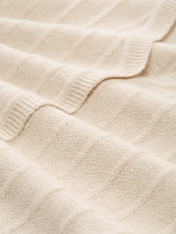 Ribbed cardigan with wool content - sand stone beige melange