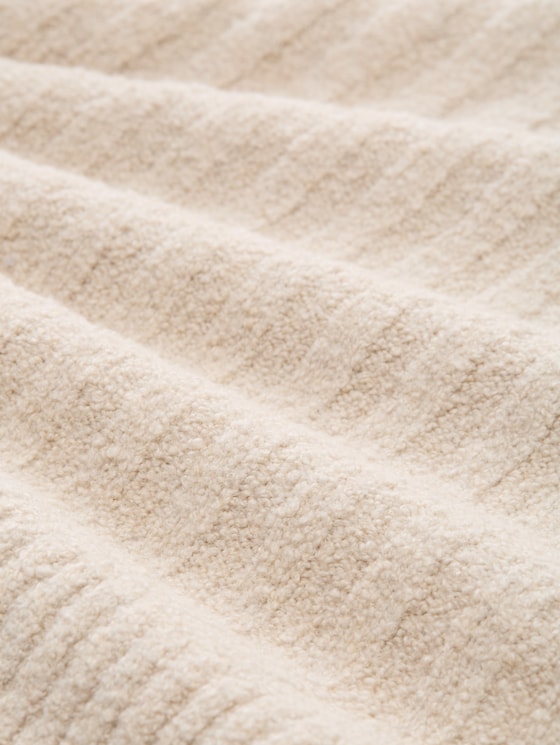 Bouclé knit jumper with wool content - sand stone beige melange