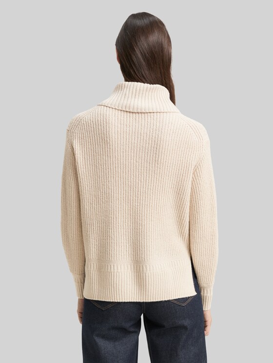 Loose-fit turtleneck jumper - sand stone beige melange