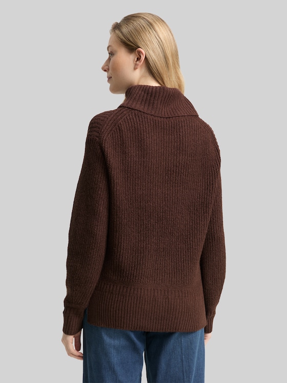 Loose-fit turtleneck jumper - dark pecan brown melange