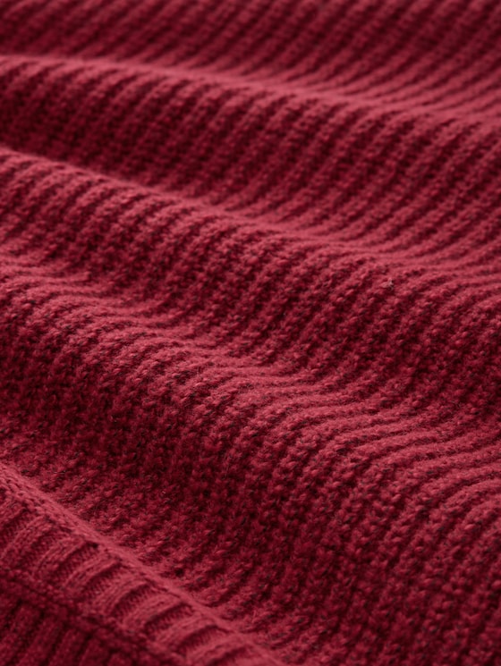 Loose-fit turtleneck jumper - rumba red melange