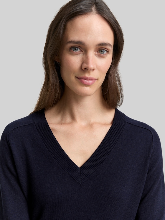 Knitted dress with cashmere blend - Knitted Navy Melange