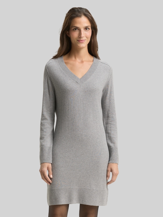 Knitted dress with cashmere blend - medium silver grey melange