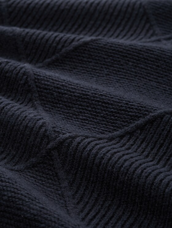 Loose fit knitted jumper with stand-up collar - sky captain blue