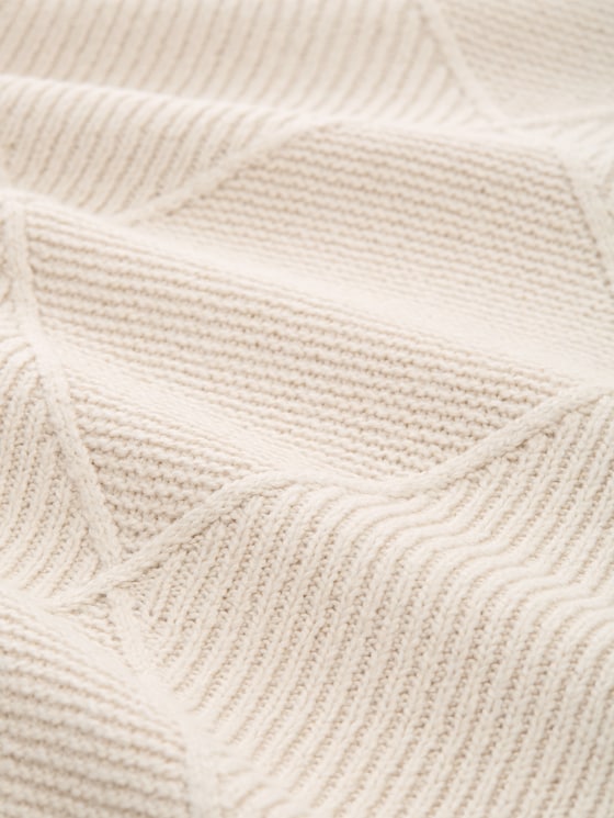 Loose fit knitted jumper with stand-up collar - sand stone beige