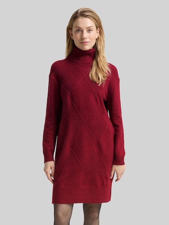 Loose fit knitted dress - rumba red melange