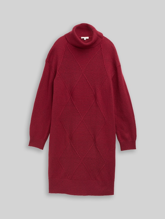 Loose fit knitted dress - rumba red melange