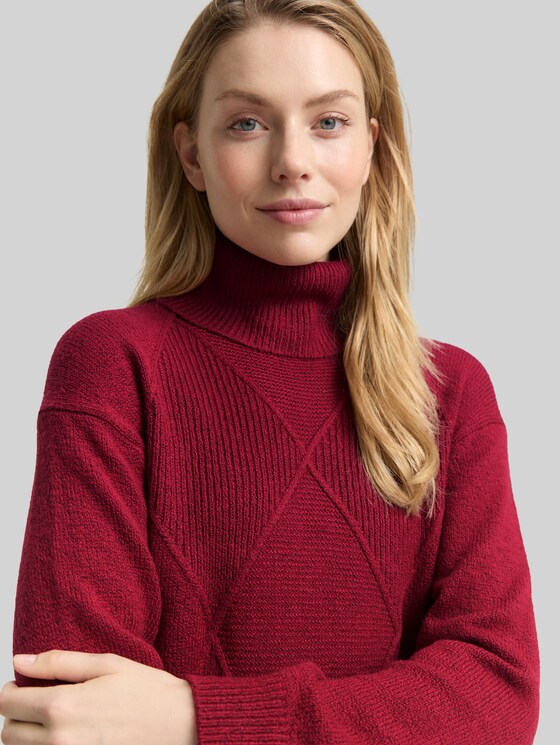 Loose fit knitted dress - rumba red melange