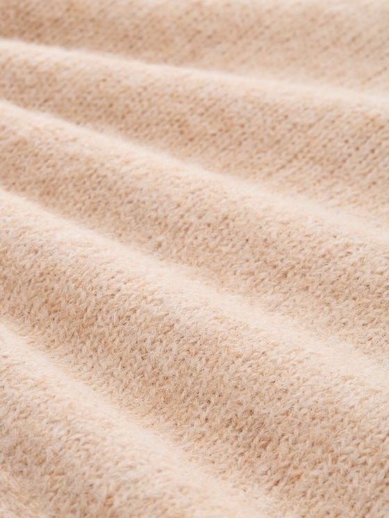 Knitted jumper with wool content - sand stone beige melange