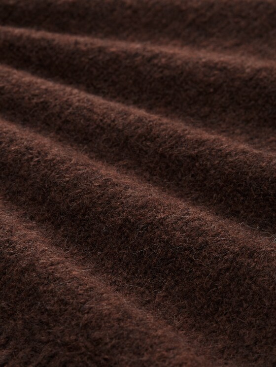 Knitted jumper with wool content - dark pecan brown melange