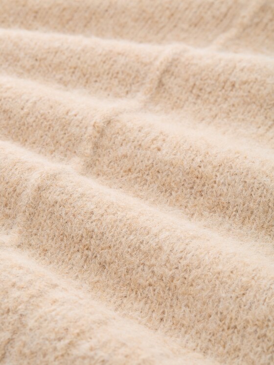 Oversized knitted jumper with wool content - sand stone beige melange