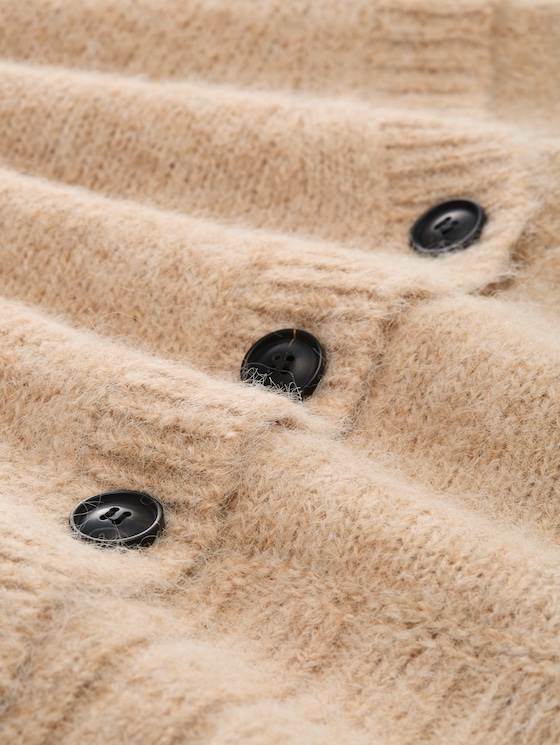Oversized cardigan with wool content - sand stone beige melange