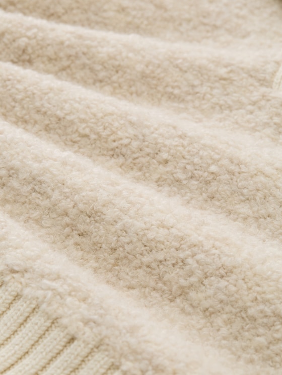 Bouclé knit jumper with collar - sand stone beige melange