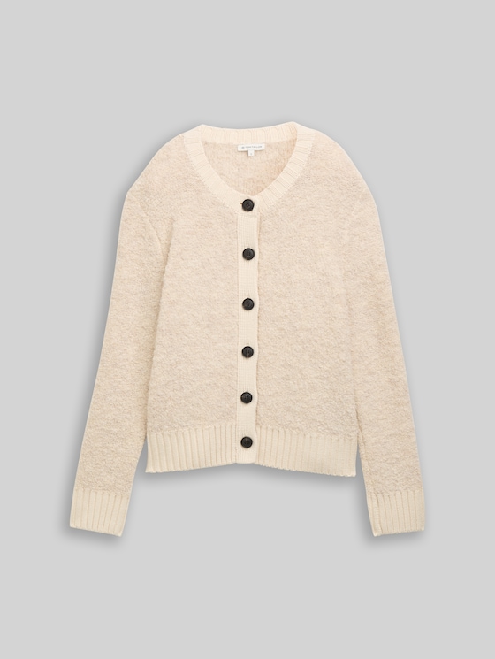 Bouclé cardigan with wool blend - sand stone beige melange
