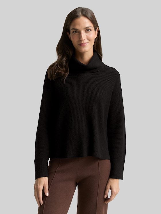 Oversized turtleneck jumper - deep black