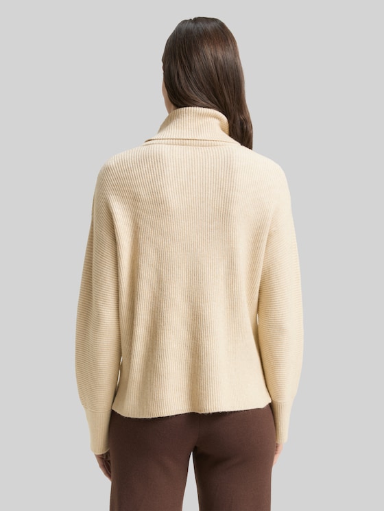 Oversized turtleneck jumper - sand stone beige melange