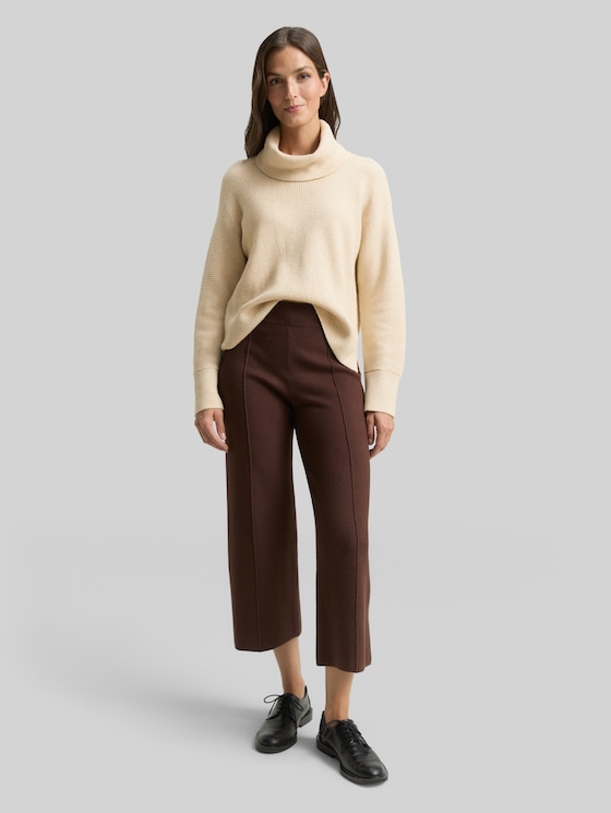 Oversized turtleneck jumper - sand stone beige melange