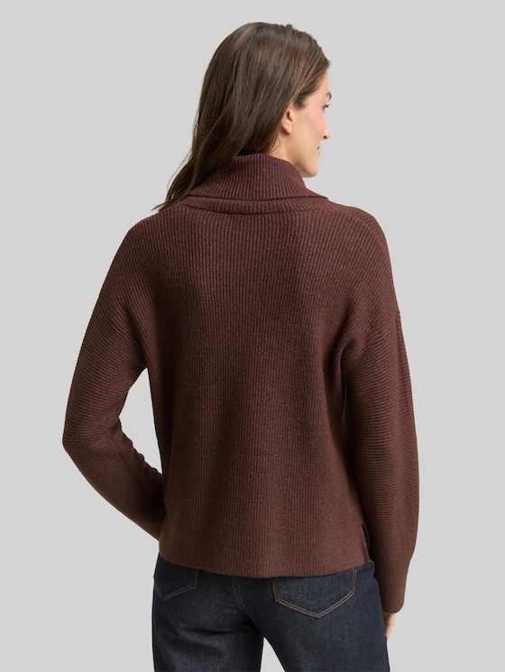 Oversized turtleneck jumper - dark pecan brown melange